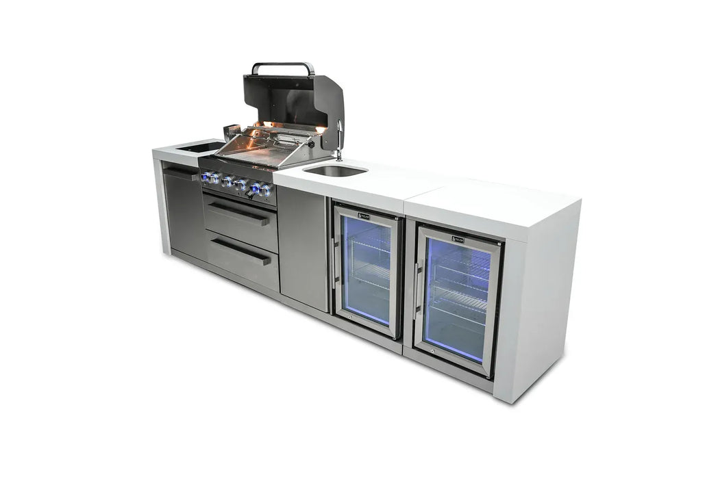 Mont Alpi Mont Alpi 4 Burner Deluxe Sereies Outdoor Kitchen Island with a Beverage Center and Fridge Cabinet MAi400-DBEVFC Barbecue Finished - Gas