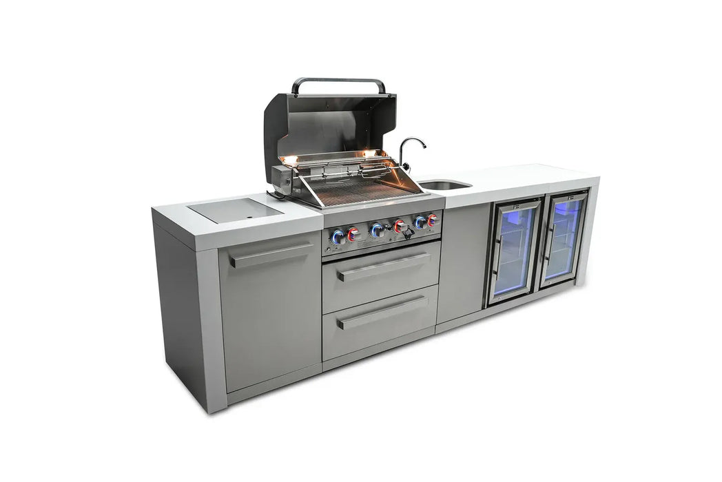 Mont Alpi Mont Alpi 4 Burner Deluxe Sereies Outdoor Kitchen Island with a Beverage Center and Fridge Cabinet MAi400-DBEVFC Barbecue Finished - Gas