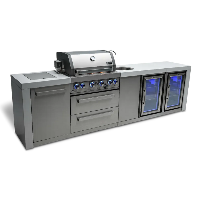 Mont Alpi Mont Alpi 4 Burner Deluxe Sereies Outdoor Kitchen Island with a Beverage Center and Fridge Cabinet MAi400-DBEVFC Barbecue Finished - Gas