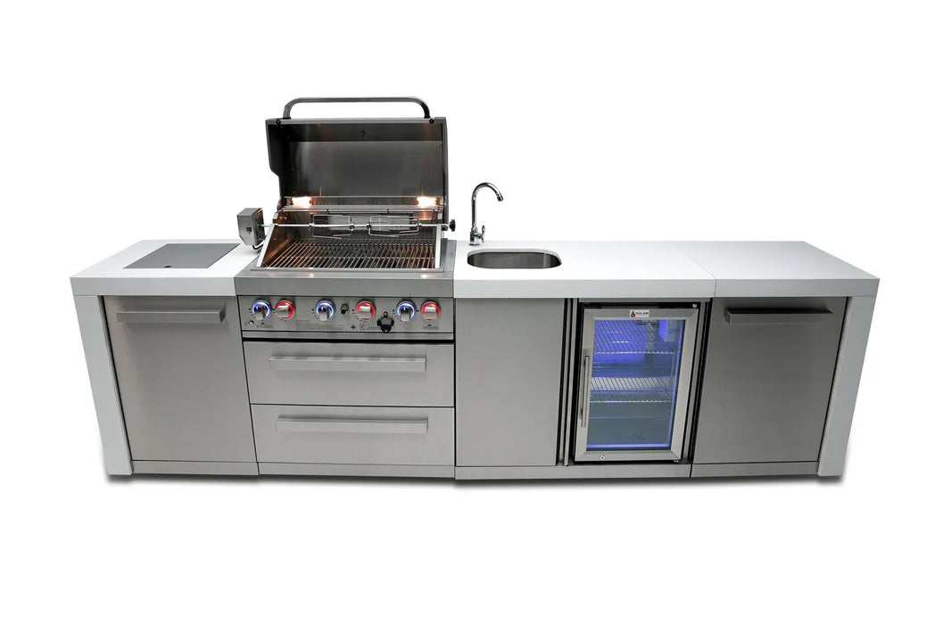 Mont Alpi Mont Alpi 4 Burner Deluxe Sereies Outdoor Kitchen Island with a Beverage Center MAi400-DBEV Barbecue Finished - Gas