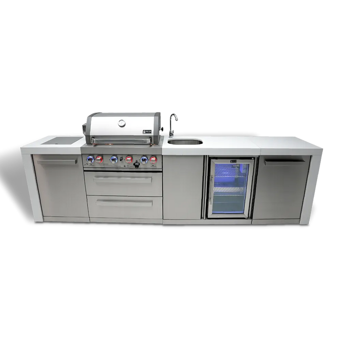 Mont Alpi Mont Alpi 4 Burner Deluxe Sereies Outdoor Kitchen Island with a Beverage Center MAi400-DBEV Barbecue Finished - Gas