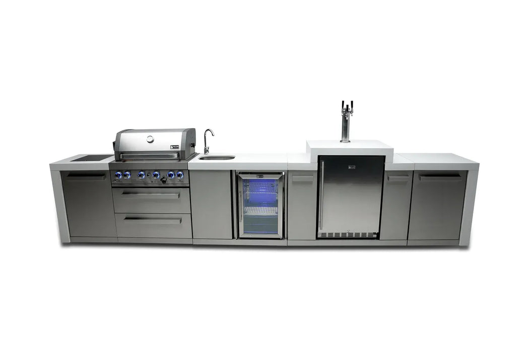 Mont Alpi Mont Alpi 4 Burner Deluxe Sereies Outdoor Kitchen Island with a Kegerator and Beverage Center MAi400-DKEGBEV Barbecue Finished - Gas