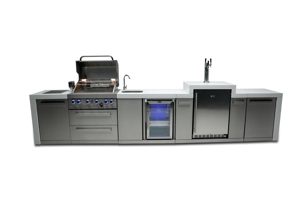Mont Alpi Mont Alpi 4 Burner Deluxe Sereies Outdoor Kitchen Island with a Kegerator and Beverage Center MAi400-DKEGBEV Barbecue Finished - Gas