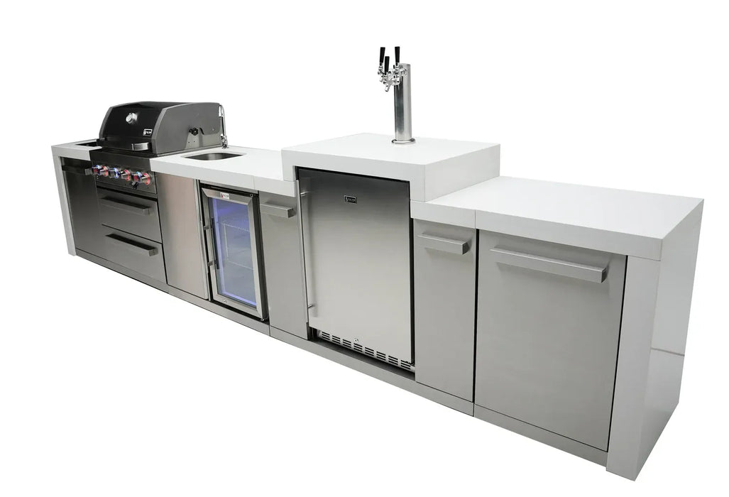 Mont Alpi Mont Alpi 4 Burner Deluxe Sereies Outdoor Kitchen Island with a Kegerator and Beverage Center MAi400-DKEGBEV Barbecue Finished - Gas