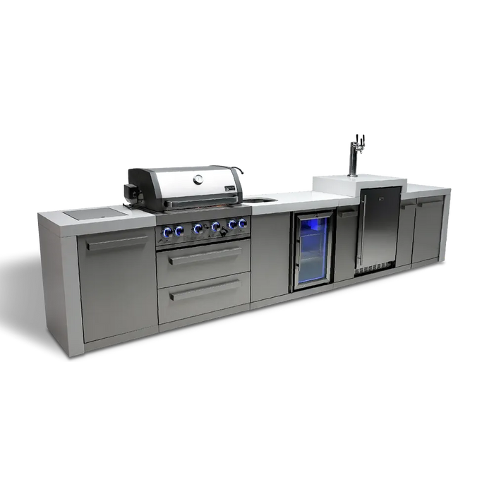 Mont Alpi Mont Alpi 4 Burner Deluxe Sereies Outdoor Kitchen Island with a Kegerator and Beverage Center MAi400-DKEGBEV Barbecue Finished - Gas