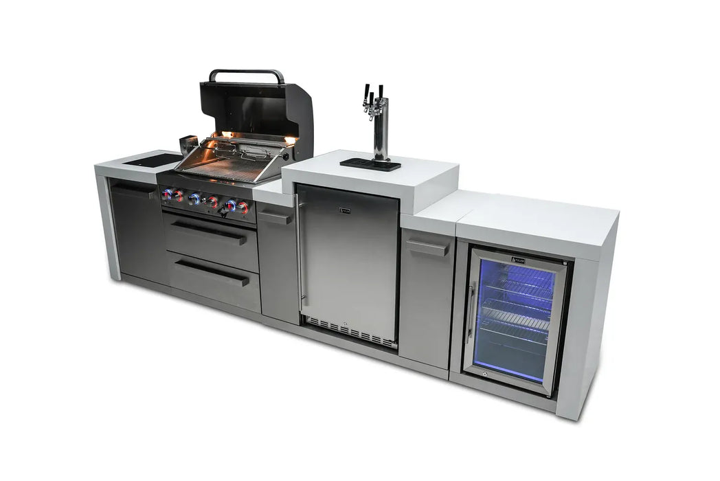 Mont Alpi Mont Alpi 4 Burner Deluxe Sereies Outdoor Kitchen Island with a Kegerator and Fridge Cabinet MAi400-DKEGFC Barbecue Finished - Gas