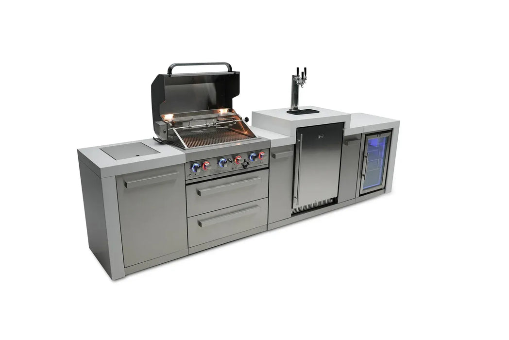 Mont Alpi Mont Alpi 4 Burner Deluxe Sereies Outdoor Kitchen Island with a Kegerator and Fridge Cabinet MAi400-DKEGFC Barbecue Finished - Gas