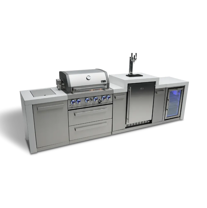 Mont Alpi Mont Alpi 4 Burner Deluxe Sereies Outdoor Kitchen Island with a Kegerator and Fridge Cabinet MAi400-DKEGFC Barbecue Finished - Gas