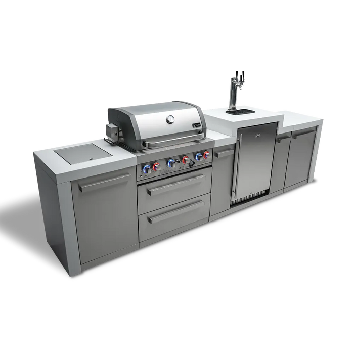 Mont Alpi Mont Alpi 4 Burner Deluxe Sereies Outdoor Kitchen Island with a Kegerator MAi400-DKEG Barbecue Finished - Gas