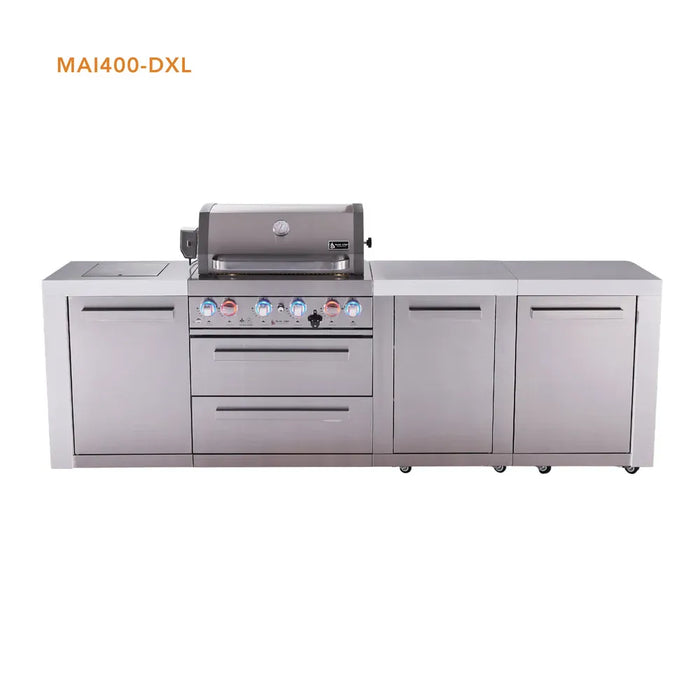 Mont Alpi Mont Alpi 4 Burner Deluxe Sereies Outdoor Kitchen Island with Extra Storage Cabinet MAi400-DXL Barbecue Finished - Gas