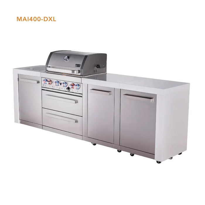 Mont Alpi Mont Alpi 4 Burner Deluxe Sereies Outdoor Kitchen Island with Extra Storage Cabinet MAi400-DXL Barbecue Finished - Gas