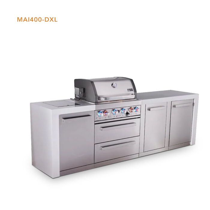 Mont Alpi Mont Alpi 4 Burner Deluxe Sereies Outdoor Kitchen Island with Extra Storage Cabinet MAi400-DXL Barbecue Finished - Gas