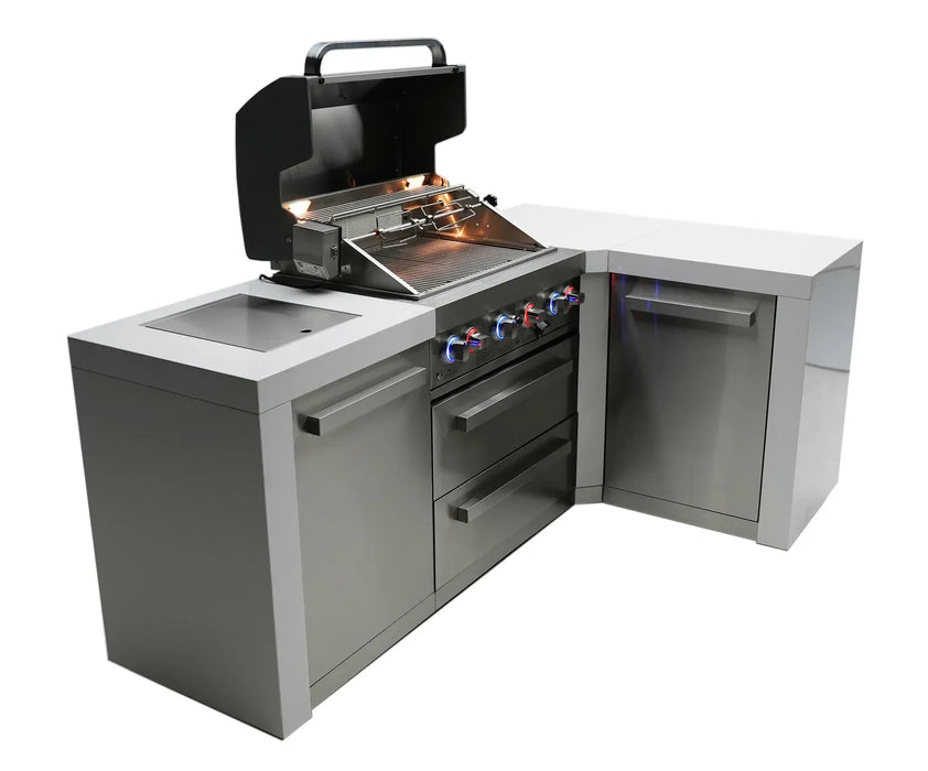 Mont Alpi Mont Alpi 4 Burner L-Shaped Deluxe Series Outdoor Kitchen Island MAi400-D90 Barbecue Finished - Gas