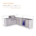 Mont Alpi Mont Alpi 4 Burner L-Shaped Deluxe Series Outdoor Kitchen Island with a Beverage Center and Extra Storage Drawers Slides Cabinet MAi400-D90BEVDR Barbecue Finished - Gas