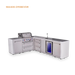 Mont Alpi Mont Alpi 4 Burner L-Shaped Deluxe Series Outdoor Kitchen Island with a Beverage Center and Extra Storage Drawers Slides Cabinet MAi400-D90BEVDR Barbecue Finished - Gas
