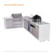 Mont Alpi Mont Alpi 4 Burner L-Shaped Deluxe Series Outdoor Kitchen Island with a Beverage Center, Kamado Module, and Extra Storage Cabinet MAi400-D90BEVKAMXL Barbecue Finished - Gas