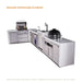 Mont Alpi Mont Alpi 4 Burner L-Shaped Deluxe Series Outdoor Kitchen Island with a Beverage Center, Kegerator, Kamado Module, and Extra Storage Drawer Slides Cabinet MAi400-D90KEGBEVKAMDR Barbecue Finished - Gas