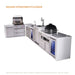 Mont Alpi Mont Alpi 4 Burner L-Shaped Deluxe Series Outdoor Kitchen Island with a Beverage Center, Kegerator, Kamado Module, Corner Fridge, and Extra Storage Drawer Slides Cabinet MAi400-D90KEGBEVFCKAMDR Barbecue Finished - Gas