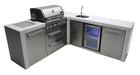 Mont Alpi Mont Alpi 4 Burner L-Shaped Deluxe Series Outdoor Kitchen Island with a Beverage Center MAi400-D90BEV Barbecue Finished - Gas