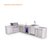 Mont Alpi Mont Alpi 4 Burner L-Shaped Deluxe Series Outdoor Kitchen Island with a Kegerator, Beverage Center, and Extra Storage Cabinet MAi400-D90KEGBEVXL Barbecue Finished - Gas