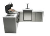 Mont Alpi Mont Alpi 4 Burner L-Shaped Deluxe Series Outdoor Kitchen Island with a Kegerator MAi400-D90KEG Barbecue Finished - Gas
