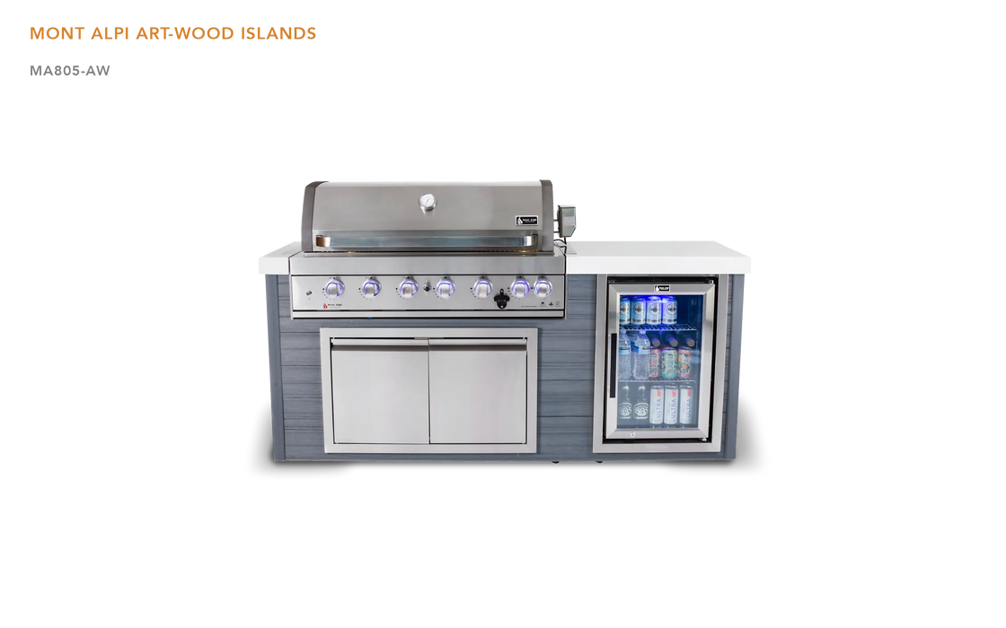 Mont Alpi Mont Alpi 6-Burner Artwood Island in Stainless Steel Barbecue Finished - Gas