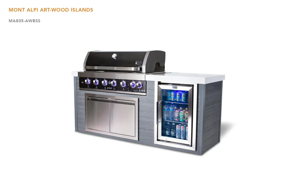 Mont Alpi Mont Alpi 6-Burner Artwood Island in Stainless Steel Barbecue Finished - Gas