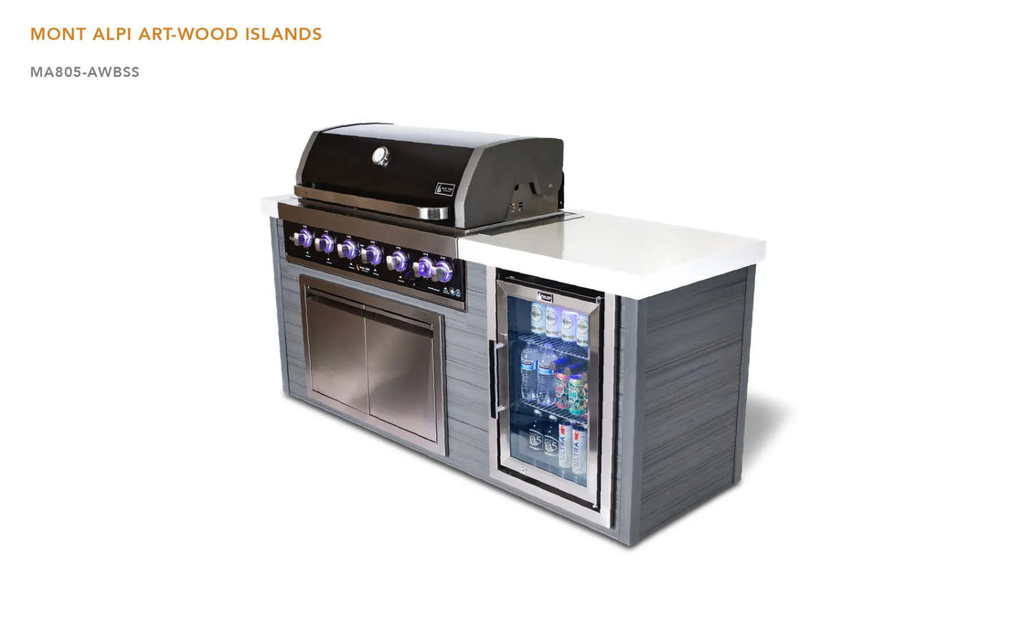 Mont Alpi Mont Alpi 6-Burner Artwood Island in Stainless Steel Barbecue Finished - Gas