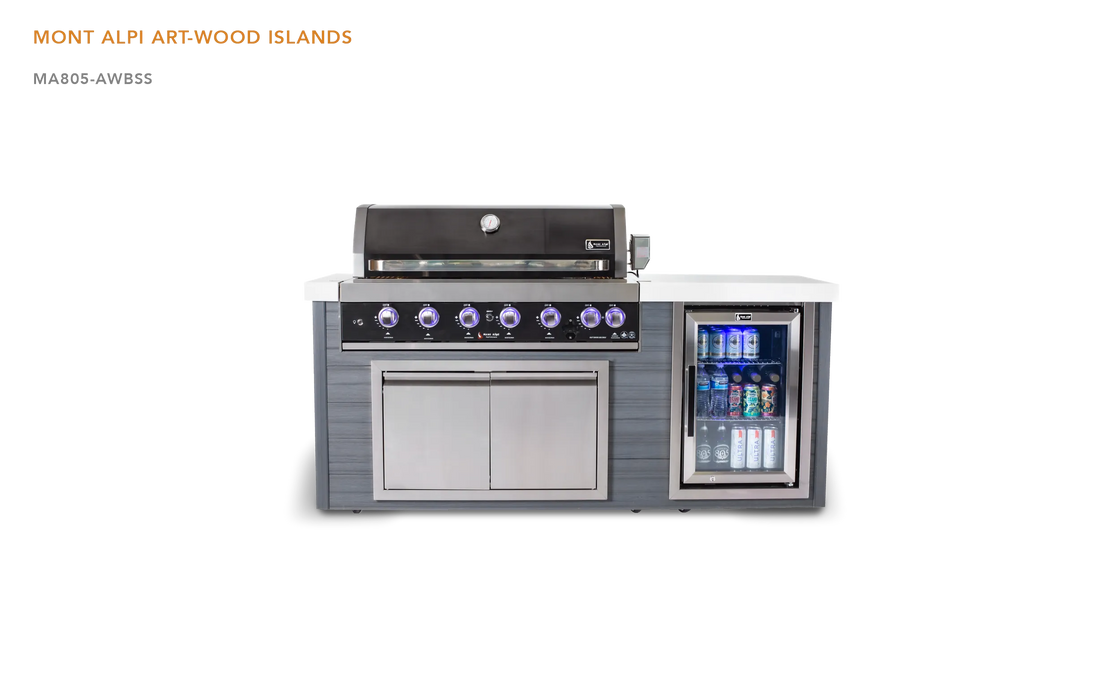 Mont Alpi Mont Alpi 6-Burner Artwood Island in Stainless Steel Barbecue Finished - Gas