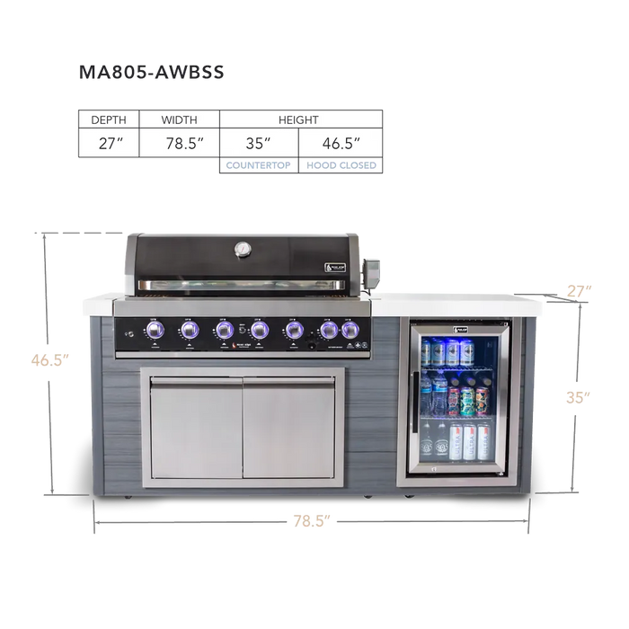 Mont Alpi Mont Alpi 6-Burner Artwood Island in Stainless Steel Barbecue Finished - Gas
