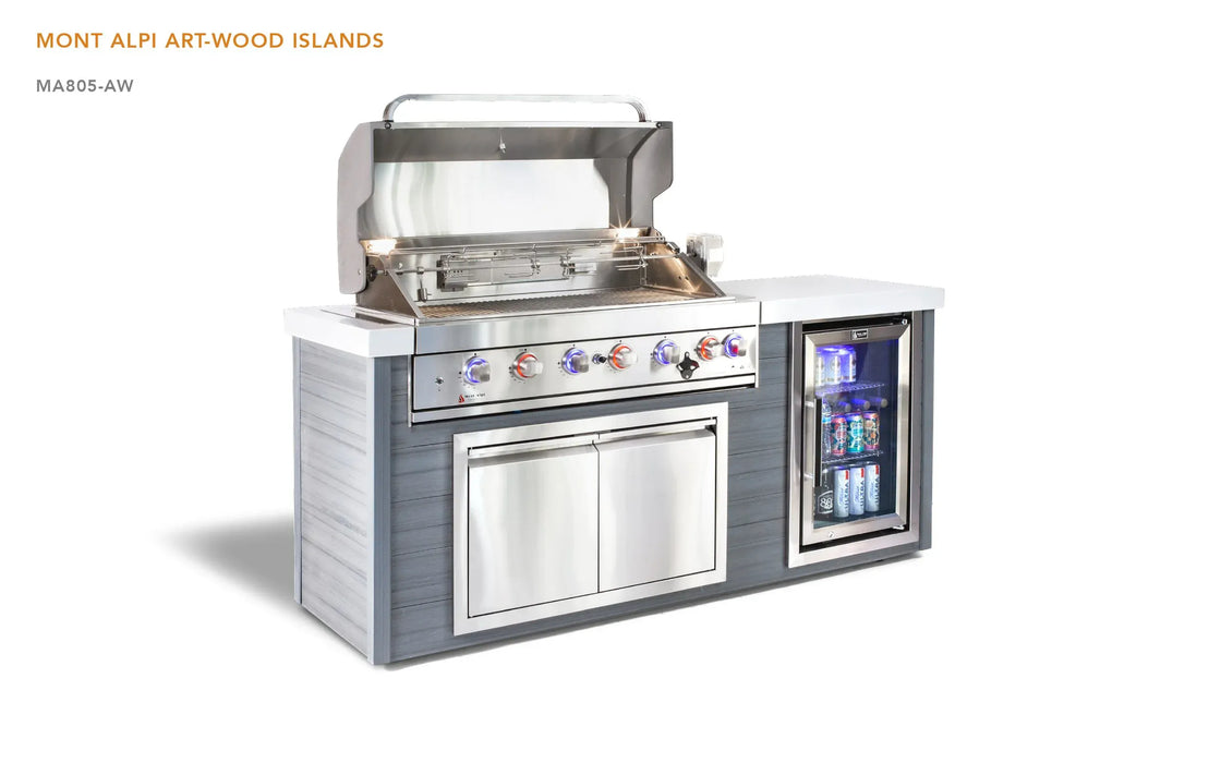 Mont Alpi Mont Alpi 6-Burner Artwood Island in Stainless Steel Barbecue Finished - Gas