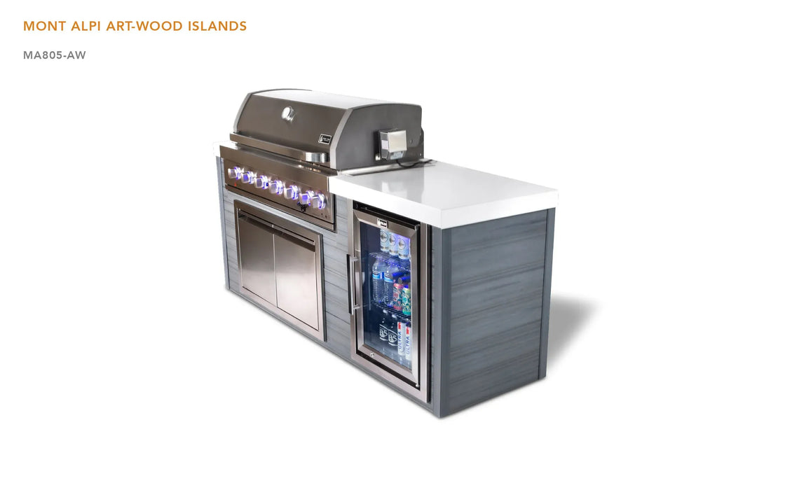 Mont Alpi Mont Alpi 6-Burner Artwood Island in Stainless Steel Barbecue Finished - Gas