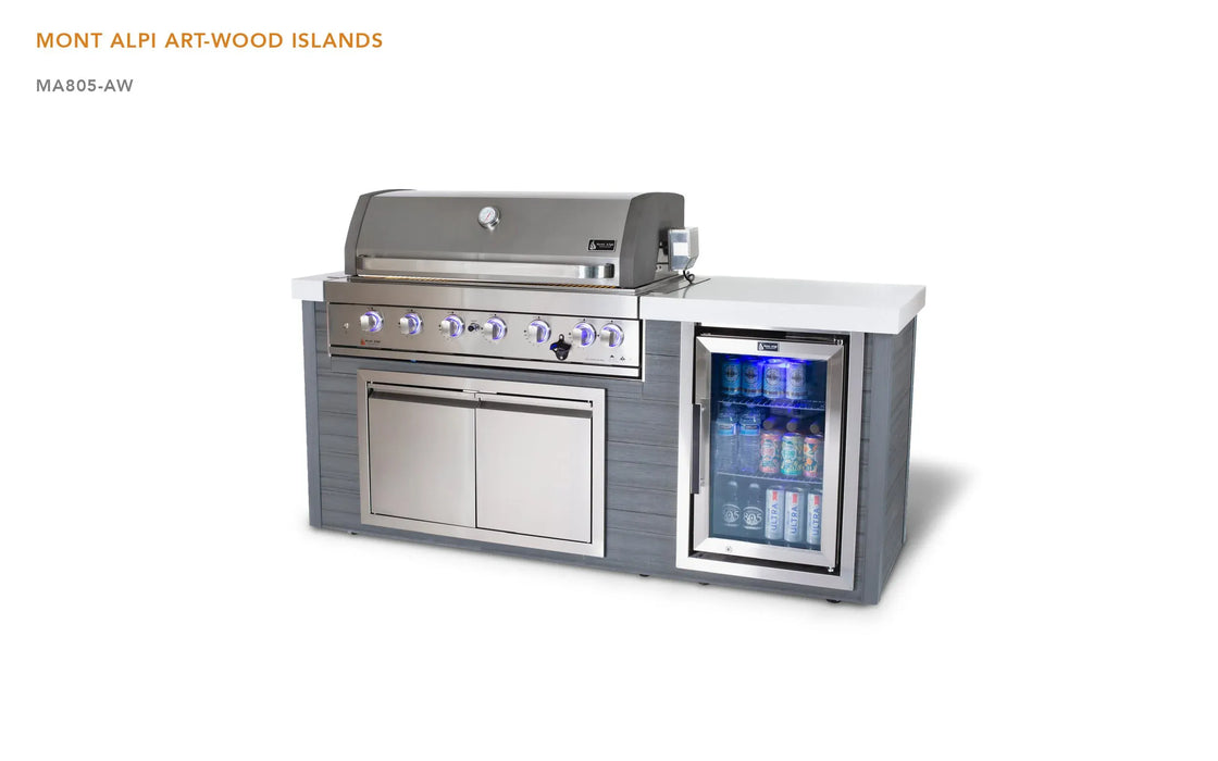 Mont Alpi Mont Alpi 6-Burner Artwood Island in Stainless Steel Barbecue Finished - Gas