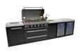 Mont Alpi Mont Alpi 6-Burner Black Series Outdoor Kitchen Island with a Beverage Center and Fridge Cabinet MAi805-BSSBEVFC Barbecue Finished - Gas