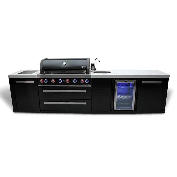 Mont Alpi Mont Alpi 6-Burner Black Series Outdoor Kitchen Island with a Beverage Center MAi805-BSSBEV Barbecue Finished - Gas