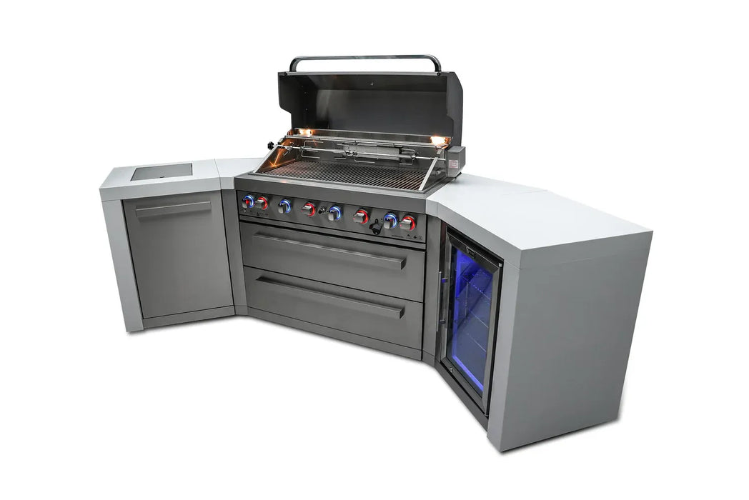 Mont Alpi Mont Alpi 6 Burner Deluxe Island with 45 Degree Corners and Fridge Cabinet MAi805-D45FC Barbecue Finished - Gas