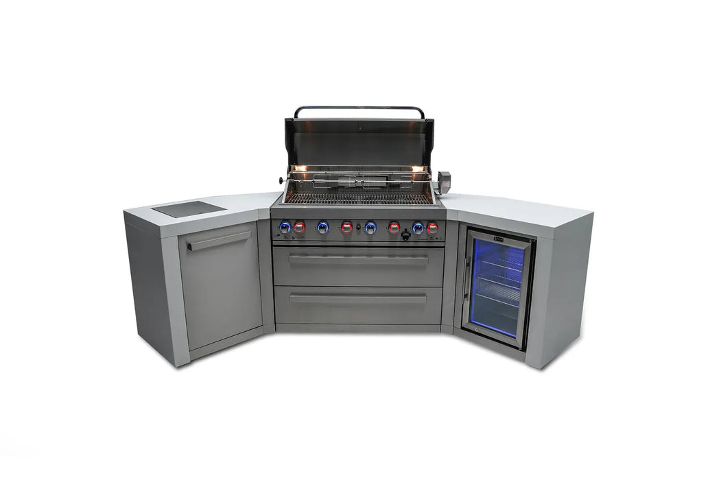 Mont Alpi Mont Alpi 6 Burner Deluxe Island with 45 Degree Corners and Fridge Cabinet MAi805-D45FC Barbecue Finished - Gas