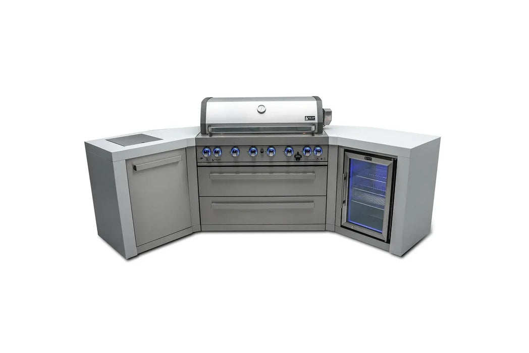 Mont Alpi Mont Alpi 6 Burner Deluxe Island with 45 Degree Corners and Fridge Cabinet MAi805-D45FC Barbecue Finished - Gas