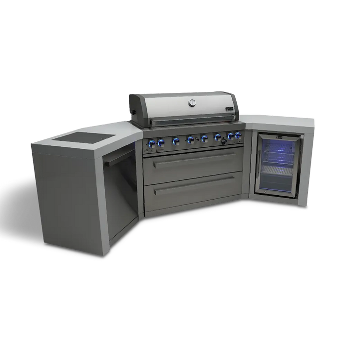 Mont Alpi Mont Alpi 6 Burner Deluxe Island with 45 Degree Corners and Fridge Cabinet MAi805-D45FC Barbecue Finished - Gas