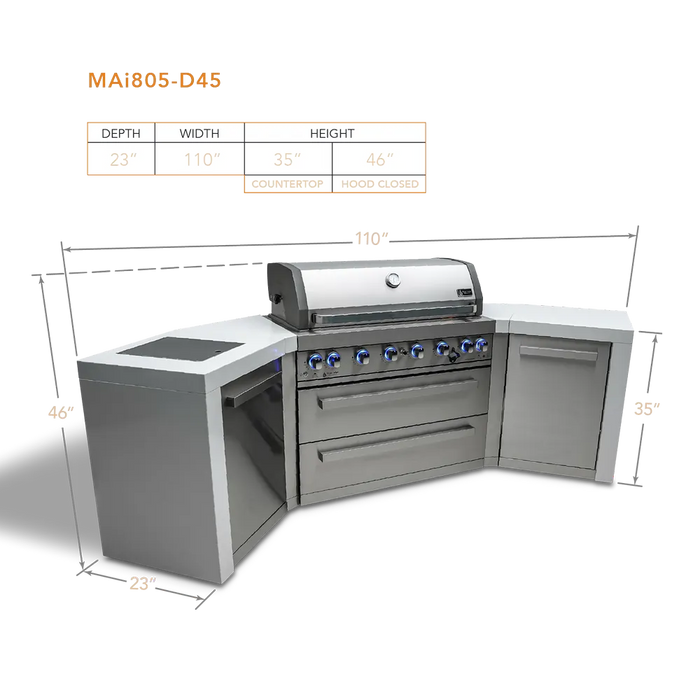 Mont Alpi Mont Alpi 6 Burner Deluxe Island with 45 Degree Corners MAi805-D45 Barbecue Finished - Gas