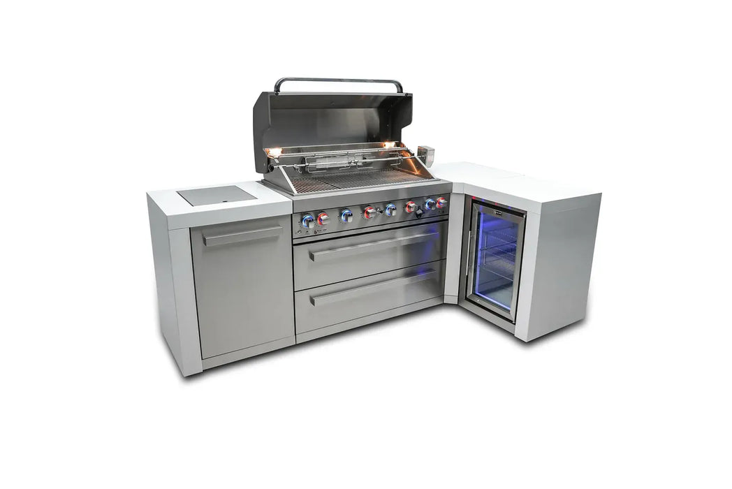 Mont Alpi Mont Alpi 6 Burner Deluxe Island with a 90 Degree Corner and a Fridge Cabinet MAi805-D90FC Barbecue Finished - Gas