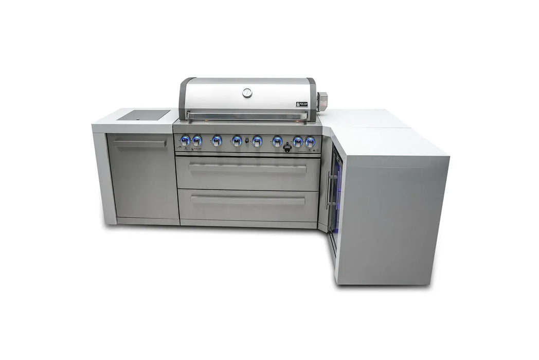 Mont Alpi Mont Alpi 6 Burner Deluxe Island with a 90 Degree Corner and a Fridge Cabinet MAi805-D90FC Barbecue Finished - Gas