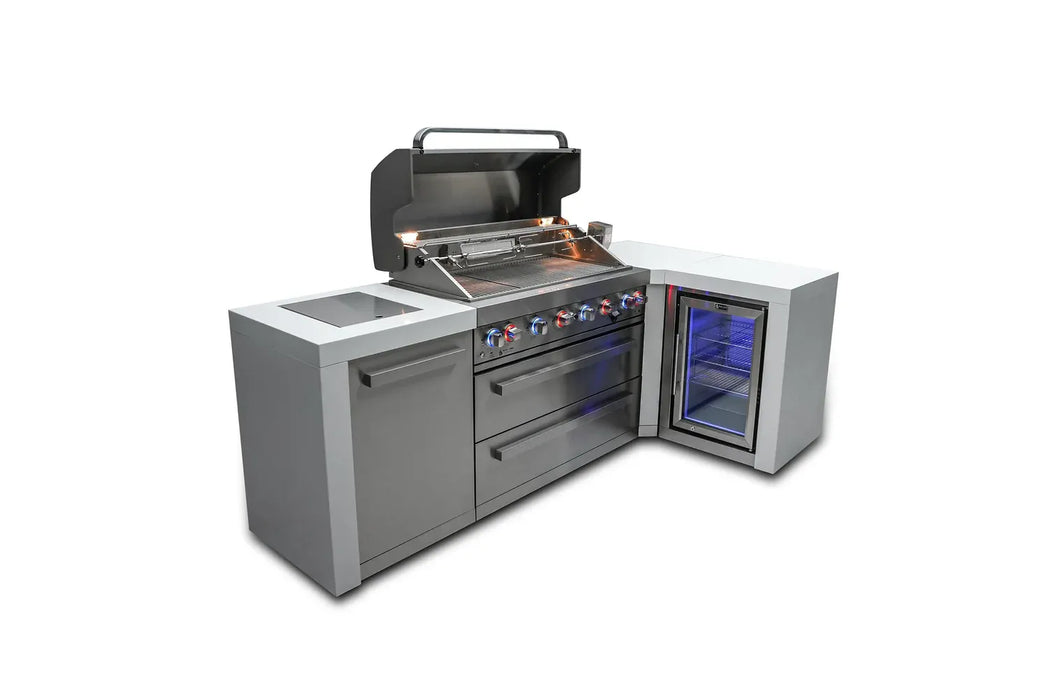 Mont Alpi Mont Alpi 6 Burner Deluxe Island with a 90 Degree Corner and a Fridge Cabinet MAi805-D90FC Barbecue Finished - Gas