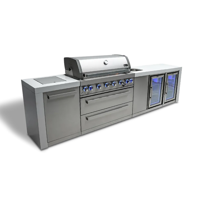 Mont Alpi Mont Alpi 6-Burner Deluxe Island with a Beverage Center and Fridge Cabinet MAi805-DBEVFC Barbecue Finished - Gas