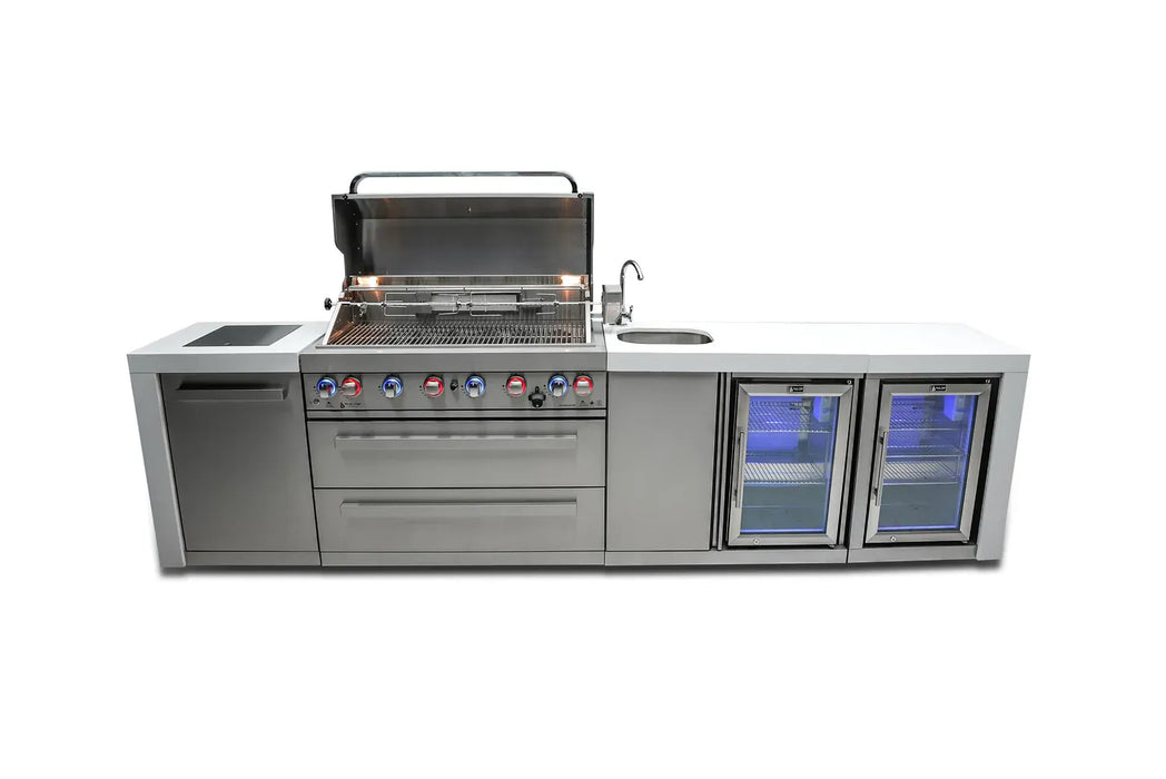 Mont Alpi Mont Alpi 6-Burner Deluxe Island with a Beverage Center and Fridge Cabinet MAi805-DBEVFC Barbecue Finished - Gas