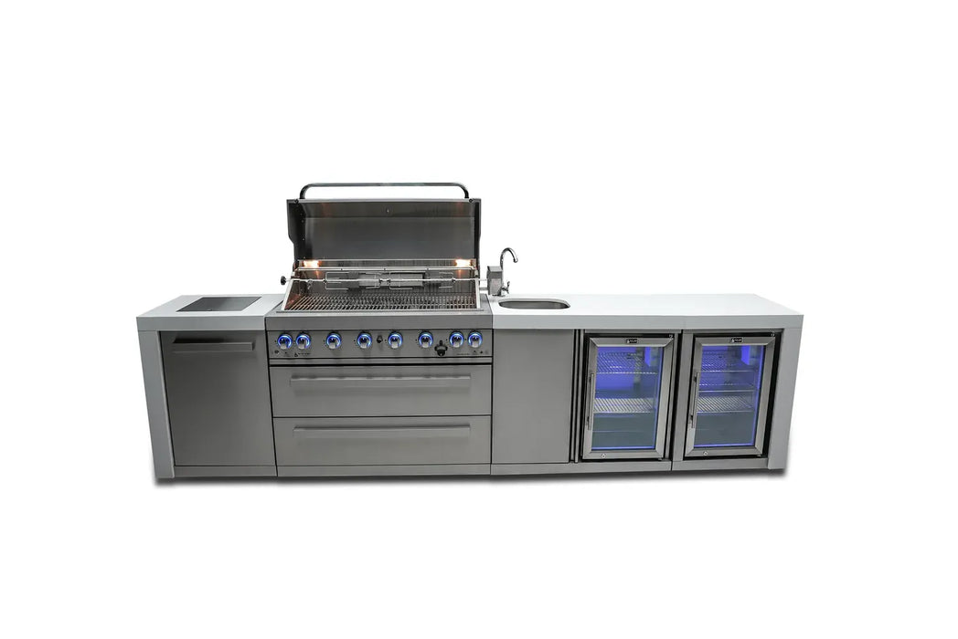 Mont Alpi Mont Alpi 6-Burner Deluxe Island with a Beverage Center and Fridge Cabinet MAi805-DBEVFC Barbecue Finished - Gas