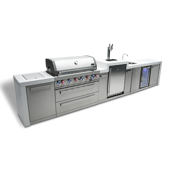 Mont Alpi Mont Alpi 6-Burner Deluxe Island with a Kegerator and a Beverage Center MAi805-DKEGBEV Barbecue Finished - Gas