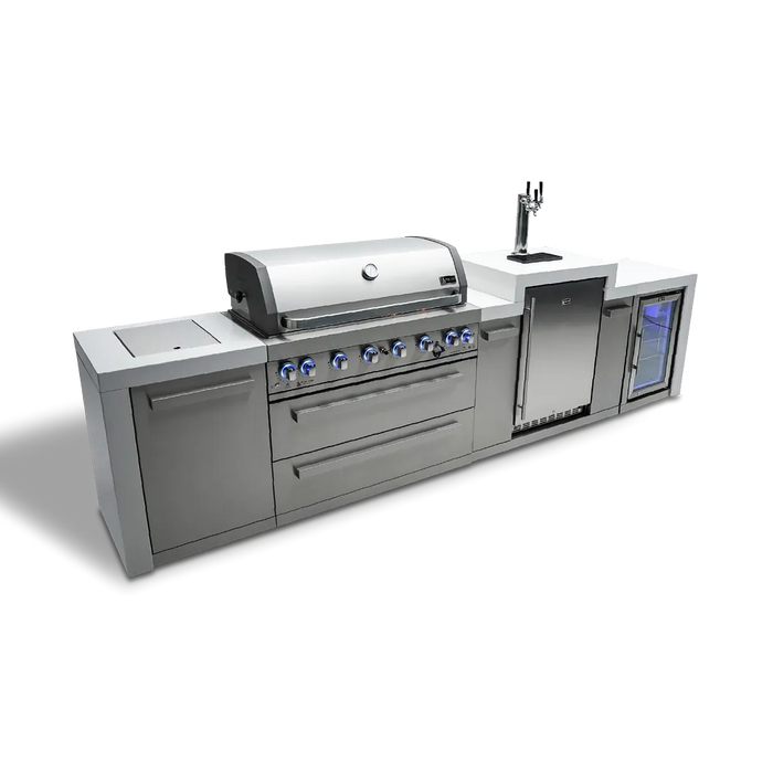Mont Alpi Mont Alpi 6-Burner Deluxe Island with a Kegerator and  Fridge Cabinet MAi805-DKEGFC Barbecue Finished - Gas
