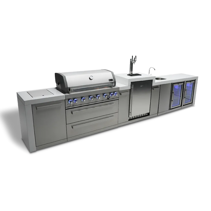 Mont Alpi Mont Alpi 6-Burner Deluxe Island with a Kegerator, Beverage Center and Fridge Cabinet MAi805-DKEGBEVFC Barbecue Finished - Gas