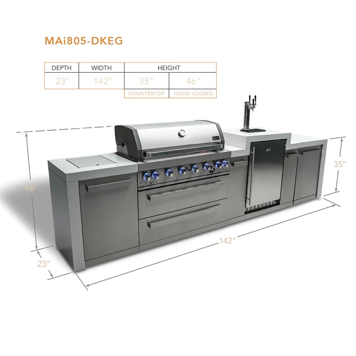 Mont Alpi Mont Alpi 6-Burner Deluxe Island with a Kegerator MAi805-DKEG Barbecue Finished - Gas
